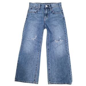 Old Navy High Rise Baggy Wide Leg Distressed Jeans Size 8 Little Girls